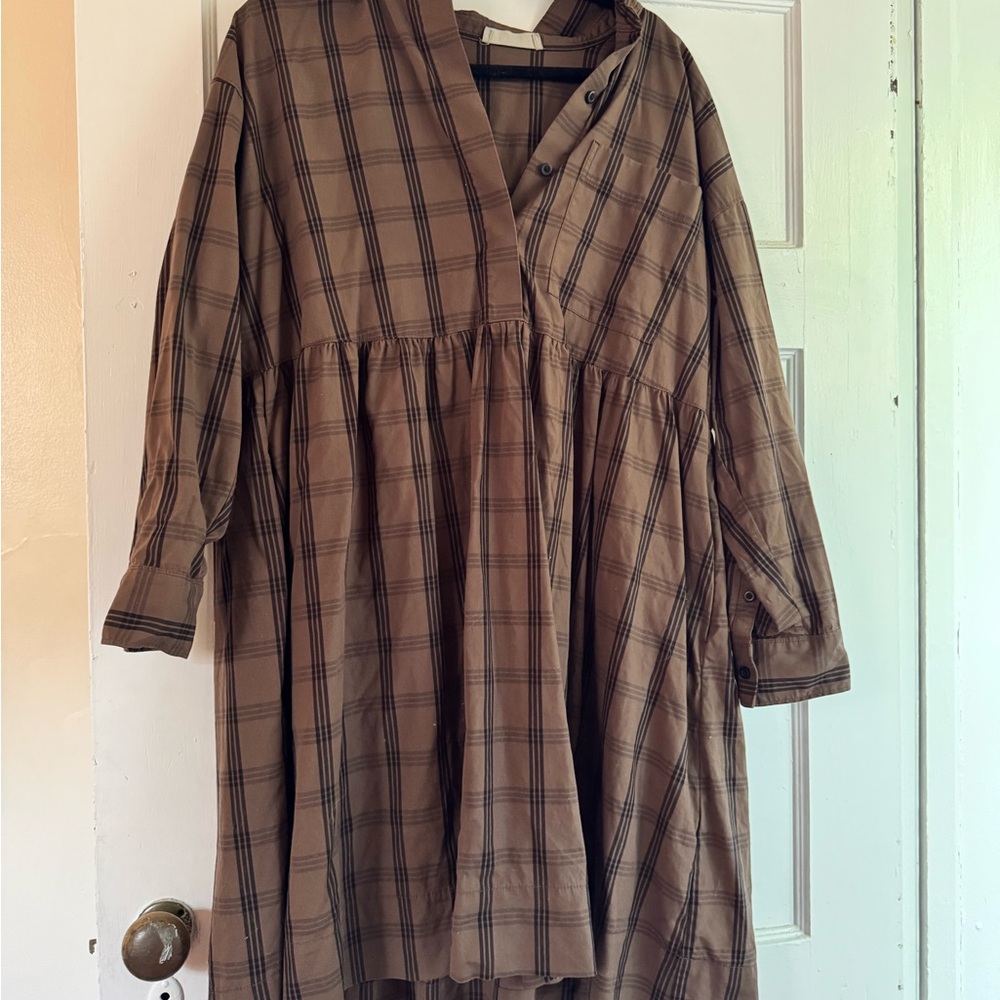Plaid Brown Tunic Dress